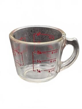 Pyrex #18 1 Cup 8 Fl. Oz. Level Full Measuring Cup No Spout D Handle, Rare 1940s